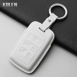 Luxury Leather Car Key Case Cover with Keychain (White Set2)