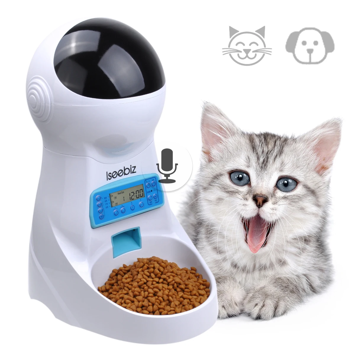 

Iseebiz 3L Automatic Pet Feeder Smart Food Dispenser For Cats Dogs Timer Bowl Auto Dog Cat Pet Feeding Supplies Voice Record