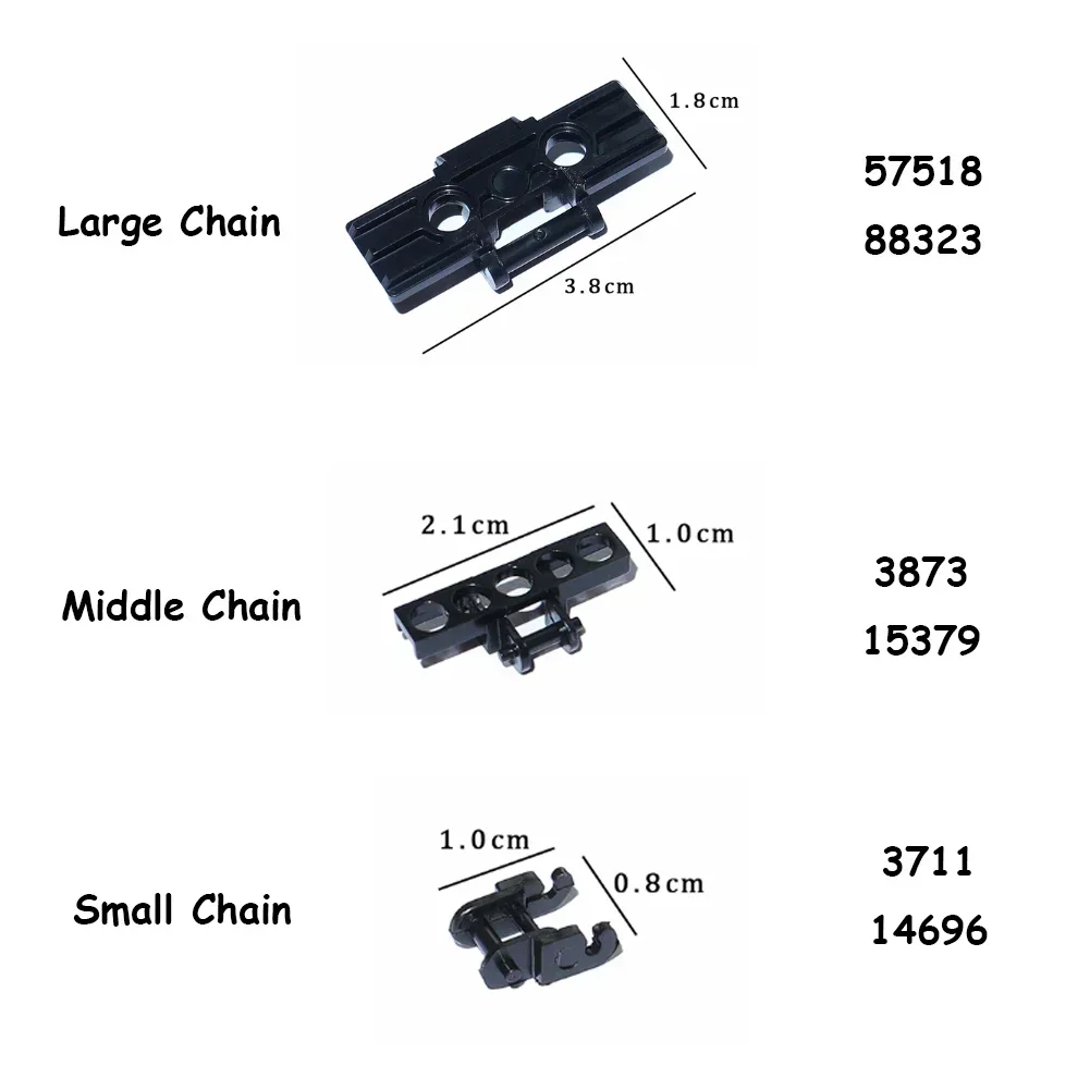 DIY Toys MOC Technical Tracks Wheels Pack Gears and Axle Set Tank Chain Crawler for Legoeds 3711 3873 57518 88323 15379 14696
