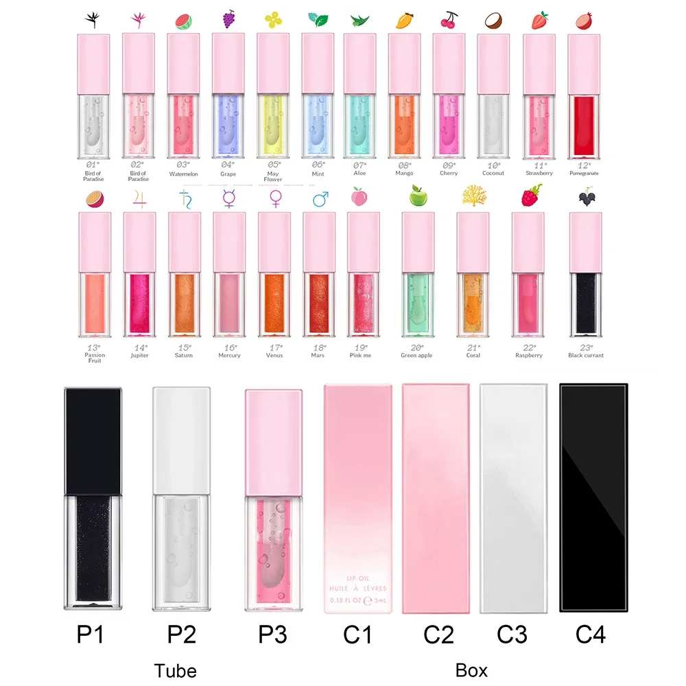 Brillo de labios transparente de 23 colores, aceite de labios de etiqueta privada, larga duración, fruta, vendedor de brillo, venta al por mayor