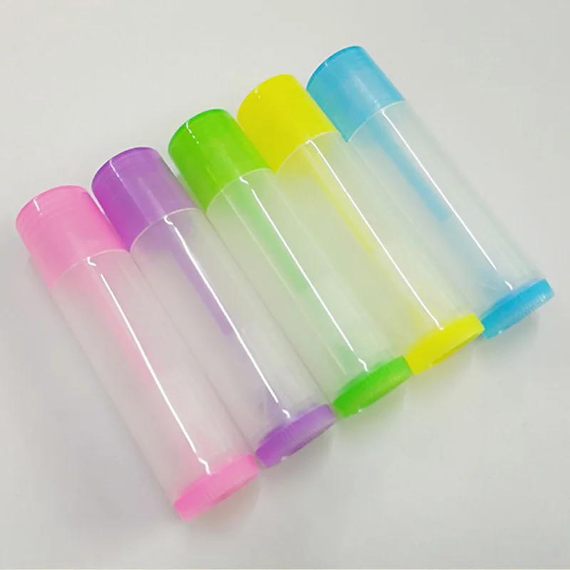50PCS 5g DIY Empty Colorful transparent lip balm lipstick tube bottle Mouth Lip Balm Stick Sample Cosmetic Container Wholesale
