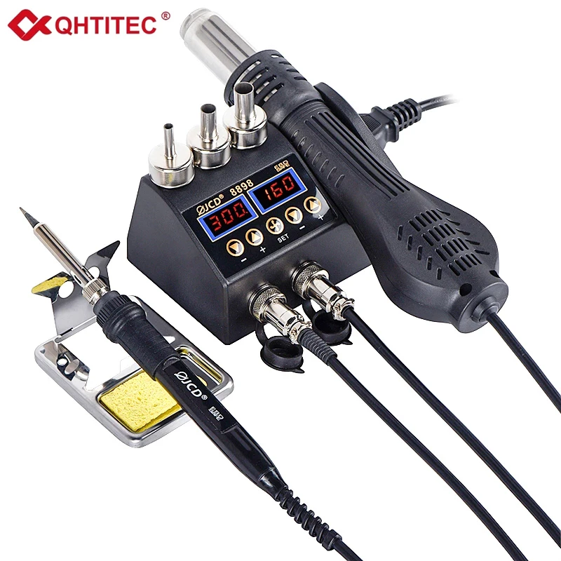 JCD 2 in 1 Hot Air Gun 800W LCD Digital Rework Soldering Station Electric Soldering Iron for Phone PCB IC SMD 8898 Welding Set jcd hot air gun desoldering hot air gun handle soldering iron is suitable for 858d 868d 8898 rework solder repair station