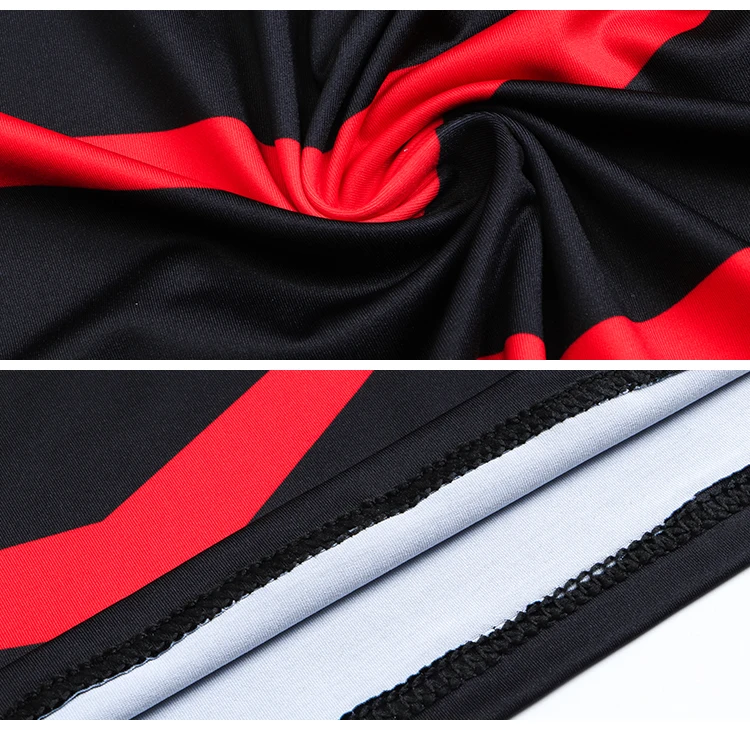 Modisches schwarz-rotes Kompressionsshirt aus atmungsaktivem Stoff für tägliche Sport- und Trainingsszenen – Detail 12