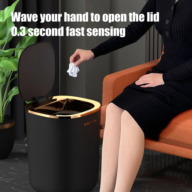 Smart Sensor Bathroom Trash Can Luxury Garbage Bucket Automatic Trash Bin for kitchen Toilet Smart Home Wastebasket 2