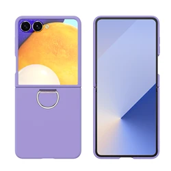 Candy Color Slim Matte Ring Holder Phone Case - Galaxy Z Flip5 (Purple)