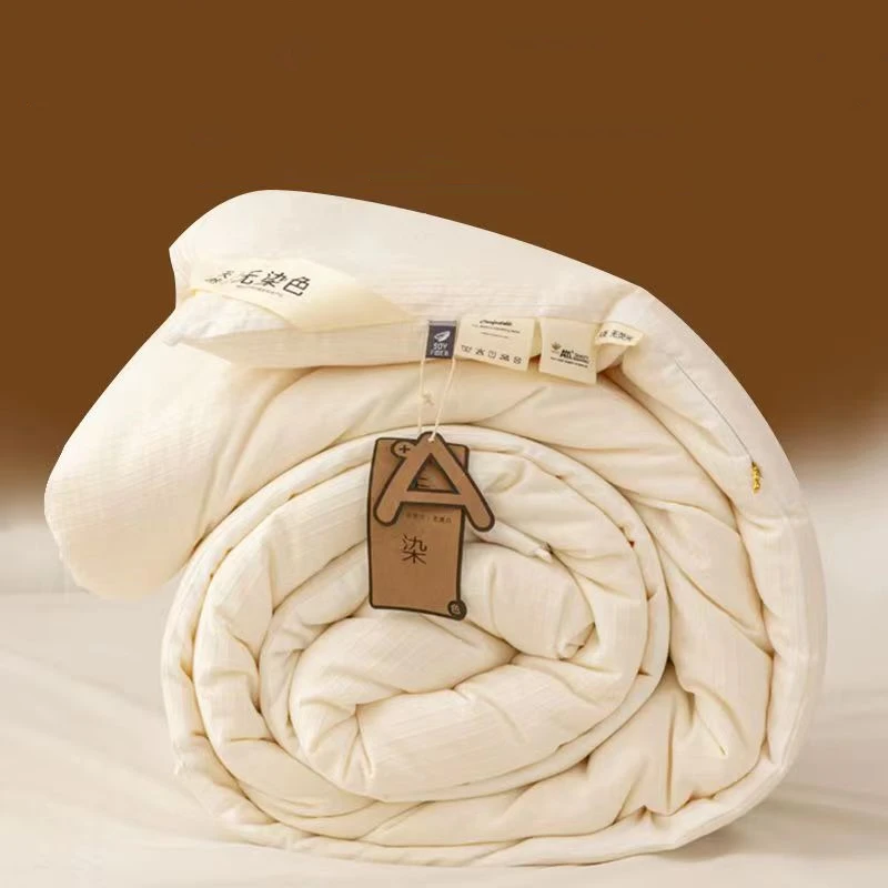 Knitted Cotton Comforter Soybean Fiber Quilt Warm White Four Seasons