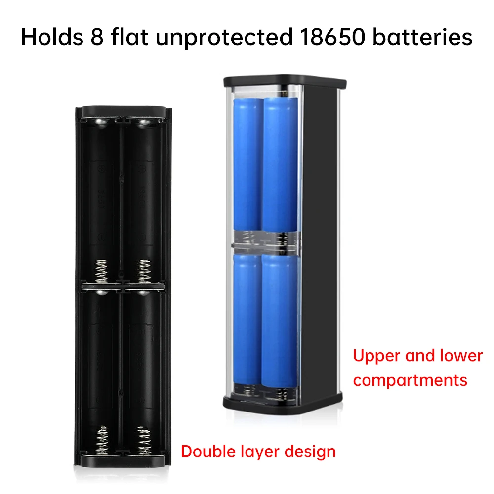 Battery Storage Box Battery Holder Power Bank Case Battery Power Bank Box DIY Shell 8*18650 Battery Holder Power Bank Case DIY Kit Fast Charging Mobile Power Kits No Soldering Rechargeable Battery Box