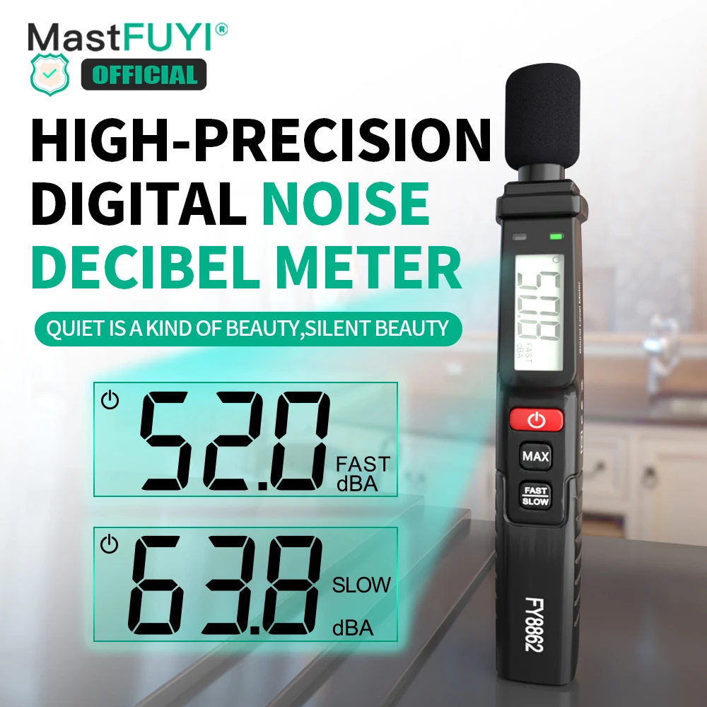 MASTFUYI FY8862 Digital Noise Meter Sound Level Meter Handheld DB Meter 30~130dB Audio Measuring Instrument Portable Noise Meter