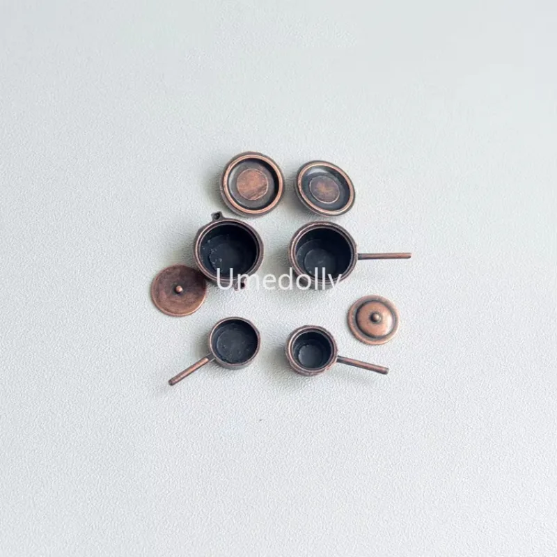1 Set Retol Miniature Dollhouse Mini Metal Pot Kitchenware for Pretend Play Kitchen Doll Food Toy Accessories