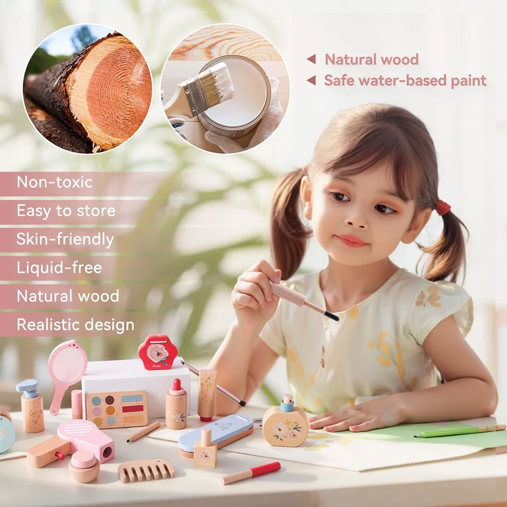 Child Girls Makeup Toys Set Girl Fashion And Beatuy Toy Wooden