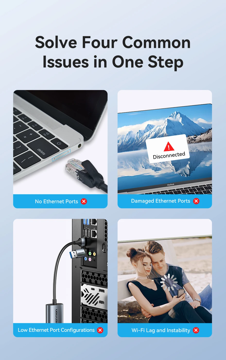 USB Ethernet Adapter 1000/100Mbps USB 3.0 RJ45 Lan for Laptop Macbook Switch iPa