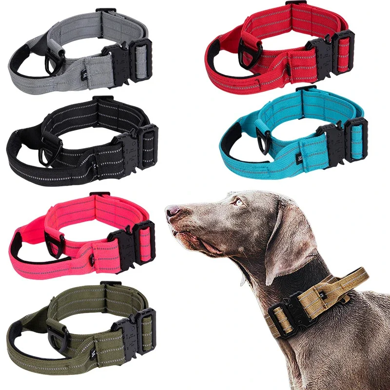

Tactical Dog Collar Nylon Adjustable Pet Collars Reflective Military Training Hunting Outdoor Collar for Small Medium Large Dogs