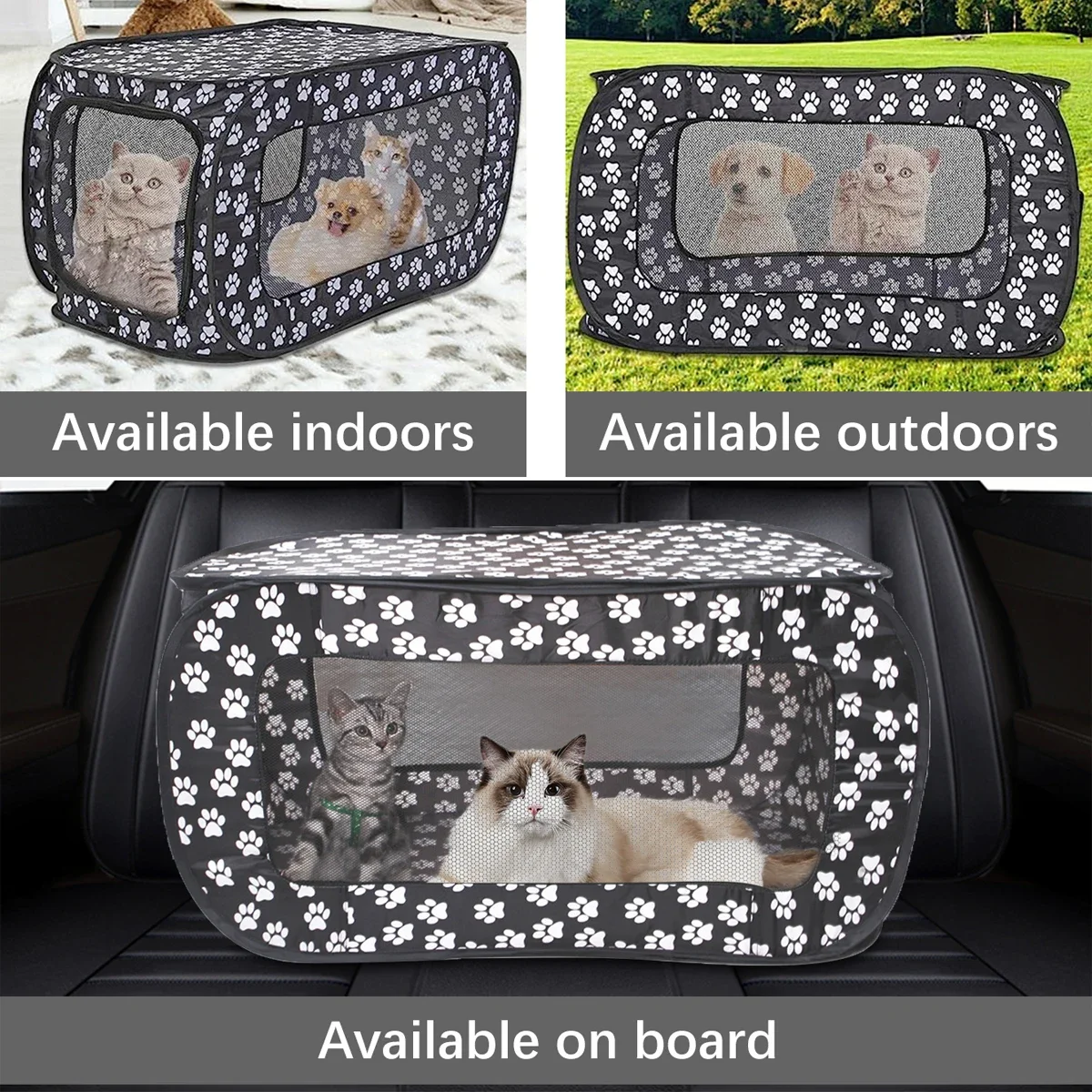 Indoor Outdoor Foldable Portable Pop Up Pet Carrier Tent with Mesh Window Zippered Door for Small Dog Cat Travel