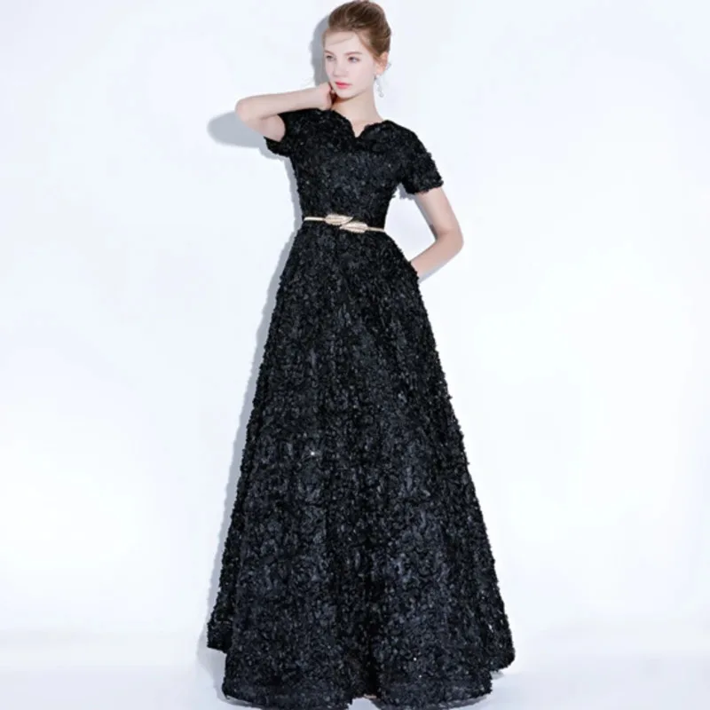 LANMU Banquet Elegant Evening Dress Simple Pink Lace Floor-length Formal Dresses With Belt Custom Party Gown Robe De Soiree