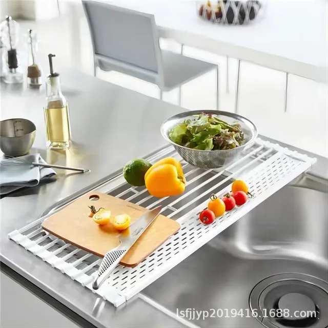 Égouttoir enroulable pour évier de cuisine, support pour tasses à vaisselle, support sec pliable pour comptoir de cuisine, tapis de vidange de rangement 1