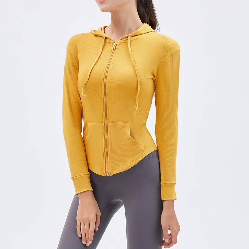 

2022 Fall New Sports Jacket Sweatshirt Hoodie Zipper Women Yoga Coat Clothes Long-sleeved Slim Fit Fitness Training Running Tops
