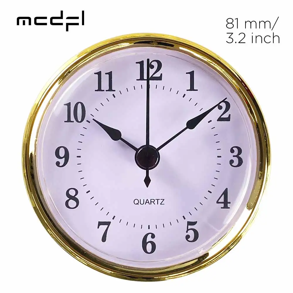 Leisurealeaneag Reloj Redondo Con Mecanismo De Inserción Para Agujero De 1-3/8 Pulgadas De Diámetro, Dorado, 35 Mm