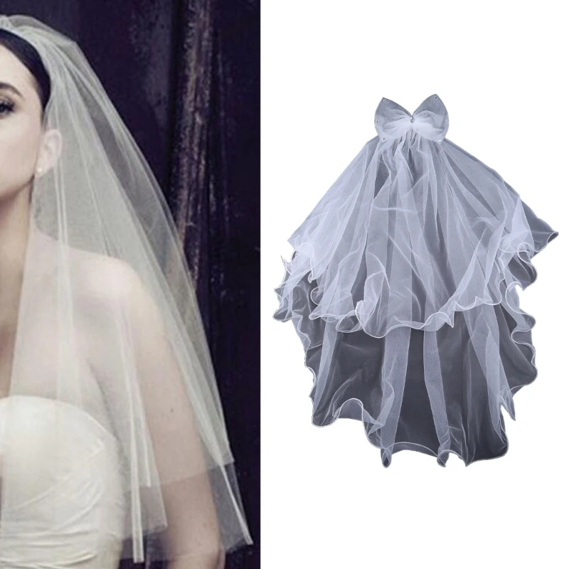 Wedding Veil for Kids Comb Girls First Communion Veil Tulle Veils Wedding Hair Accessories 2 Tier Short Length bridal veil