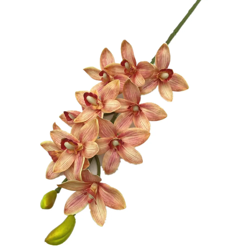 Artificial Red Phalaenopsis Orchid with Real Touch Cymbidium Tiger Accent