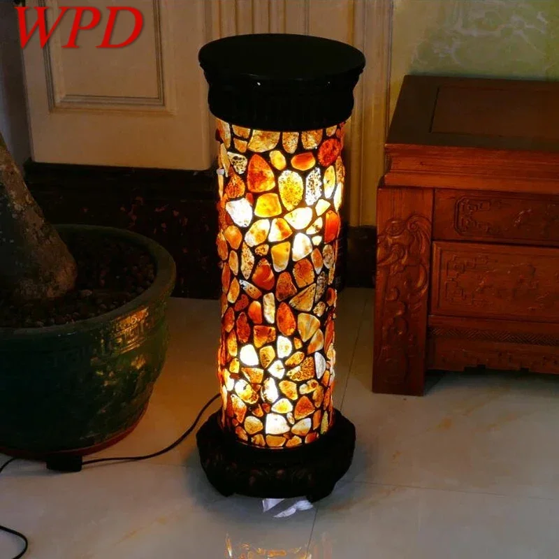 

WPD Tiffany Roman Column Floor Lamp American Retro Living Room Bedroom Lamp Country Stained Glass Decoration Floor Lamp
