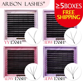 ARISON Plus 2 in 1 YY/3D/4D/5D W Lashes Magnetic Carton Premade Volume Fans Eyelashes Extension YY W-shape Eye Lashes For Whole 1