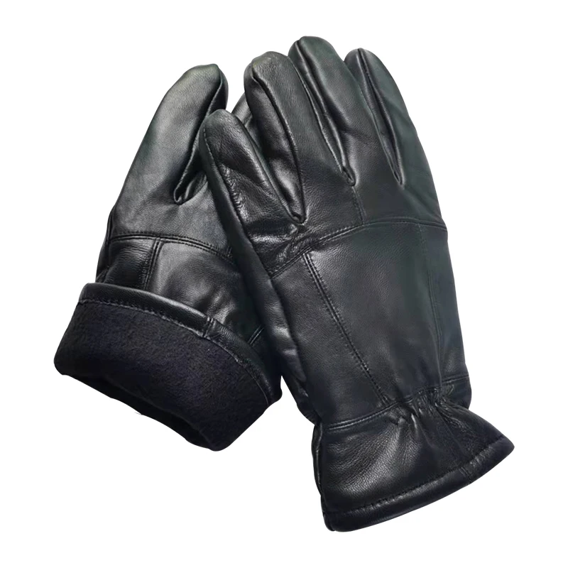 New Brand 2022 Winter Men Genuine Leather Mittens Male Super Warm Cotton Padded Fleece Gloves for Motorcycle Outdoor Cycling