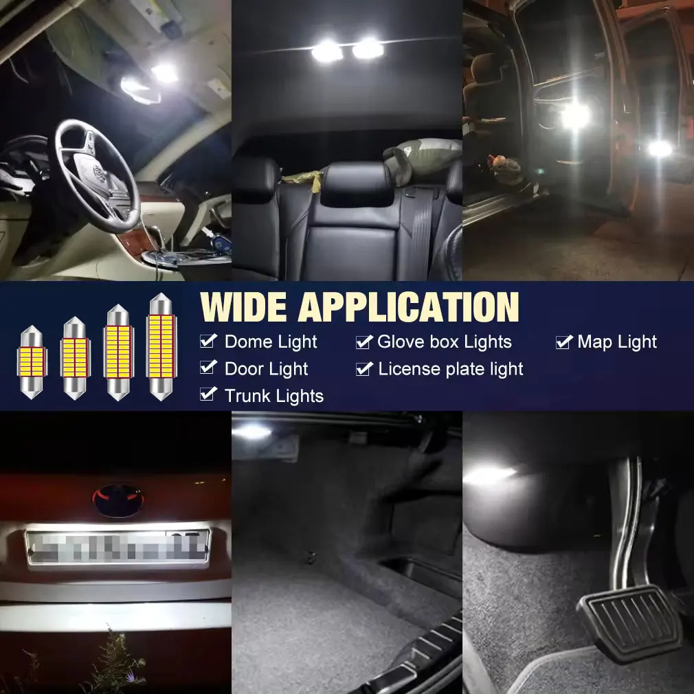 LED Car Bulbs 2/10 PCS C5W LED Bulb Canbus Festoon 31mm 36mm 39mm 41mm 12V 4014SMD 6500K White Car Interior Reading License Plate Lamps