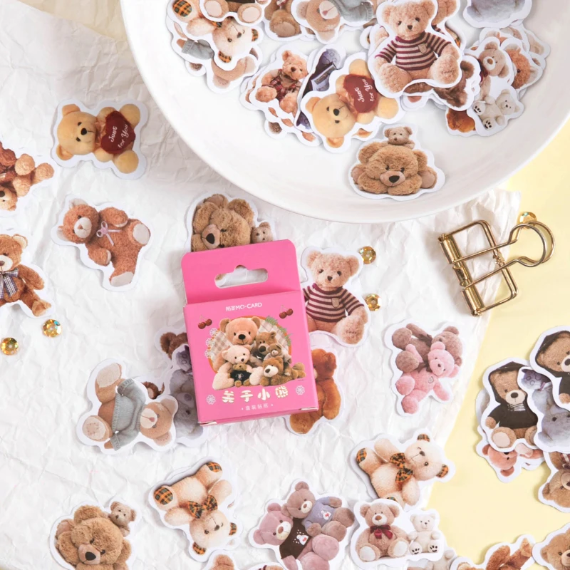 

Toy Bear Theme Stickers Aesthetic Scrapbooking Notebooks Collage Design DIY Material Creativity Personalized Phone Laptop Label