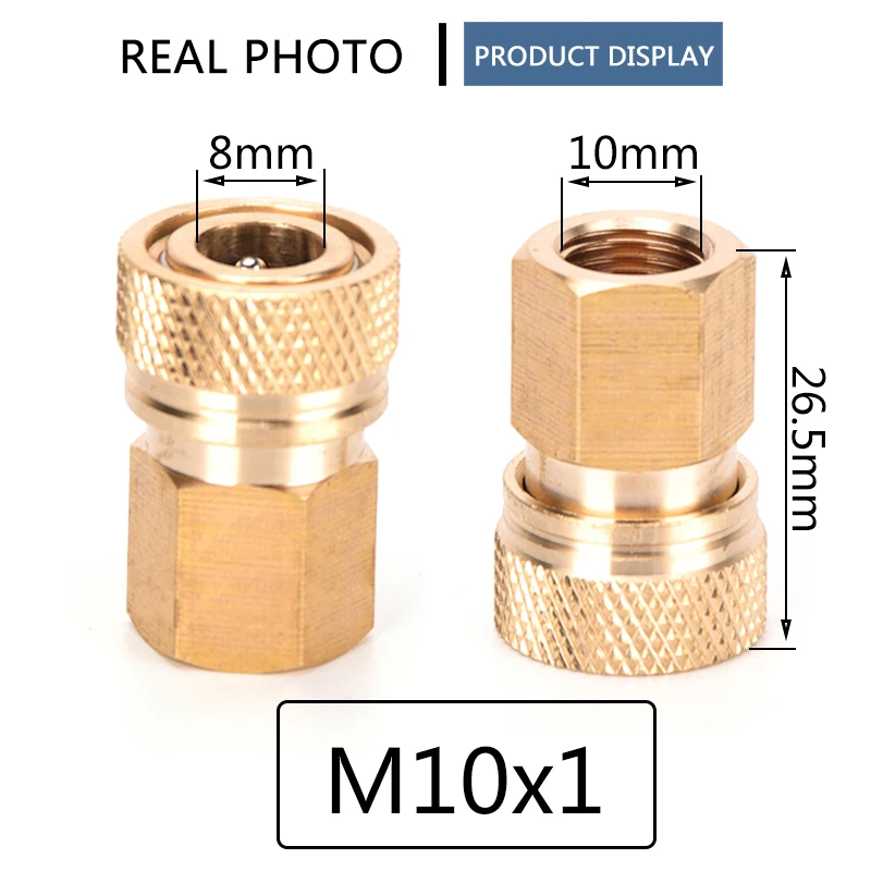 Air Filling Adapter Pneumatic Quick Coupling M10x1 Thread Female Quick Release Disconnect 8mm Air Refilling Coupler Sockets Copper Fittings 40mpa 2pcs/set