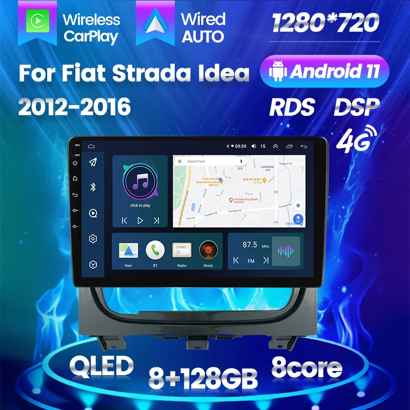 

Android 11 Car Radio 2Din Wireless Carplay For Fiat Strada Idea 2012-2016 8-core GPS Navigation Multimedia Player 8G+128G No DVD