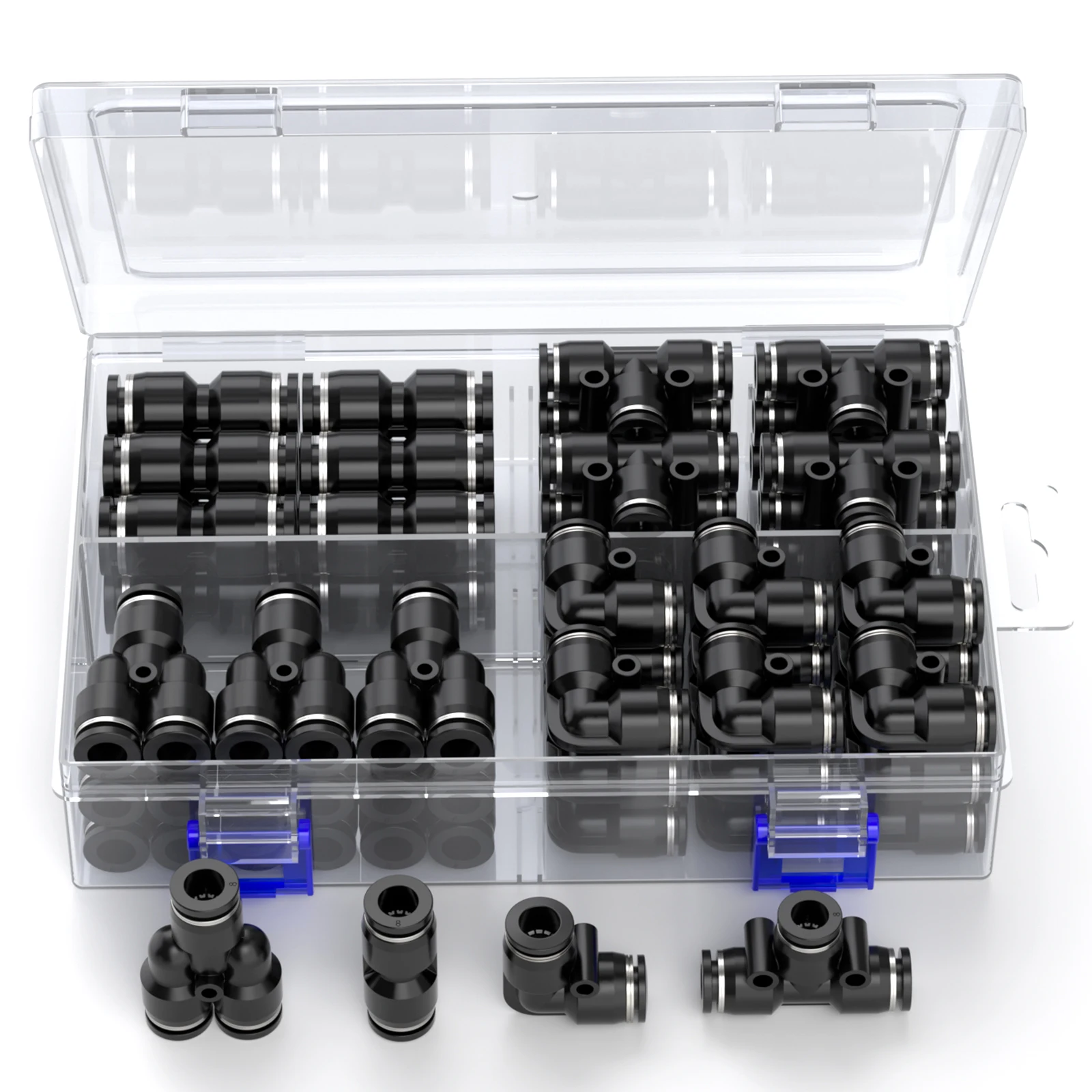 ชุดข้อต่อสายลมนิวเมติกแบบปลดเร็ว สีดำ PU PE PV PY ขนาด 4/6/8/10/12/14/16 มม. สำหรับเชื่อมต่อสายลมแบบเสียบ 1