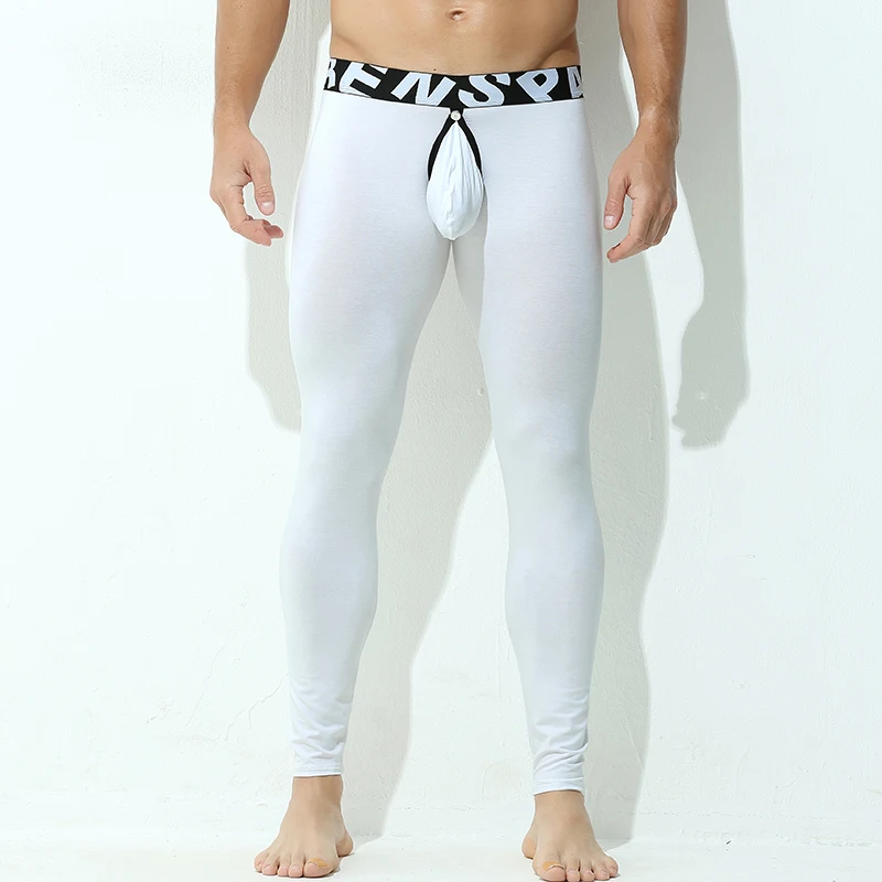 Description Picture 4 of itemWinter Thermal Underwear Bottoms Men's Sexy Leggings Tights Stretch Autumn Pants Male U Pouch Separate Long Johns Lingerie