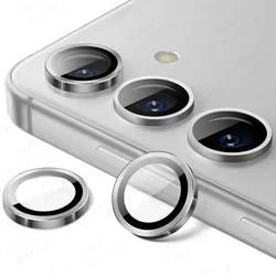 Premium 9H Tempered Glass Camera Screen Protector with Metal Lens Ring - Samsung A05S (Silver)