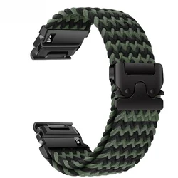 Braided Nylon Watch Strap - Durable and Stylish Watchband Loop - 26mm (Black Green)