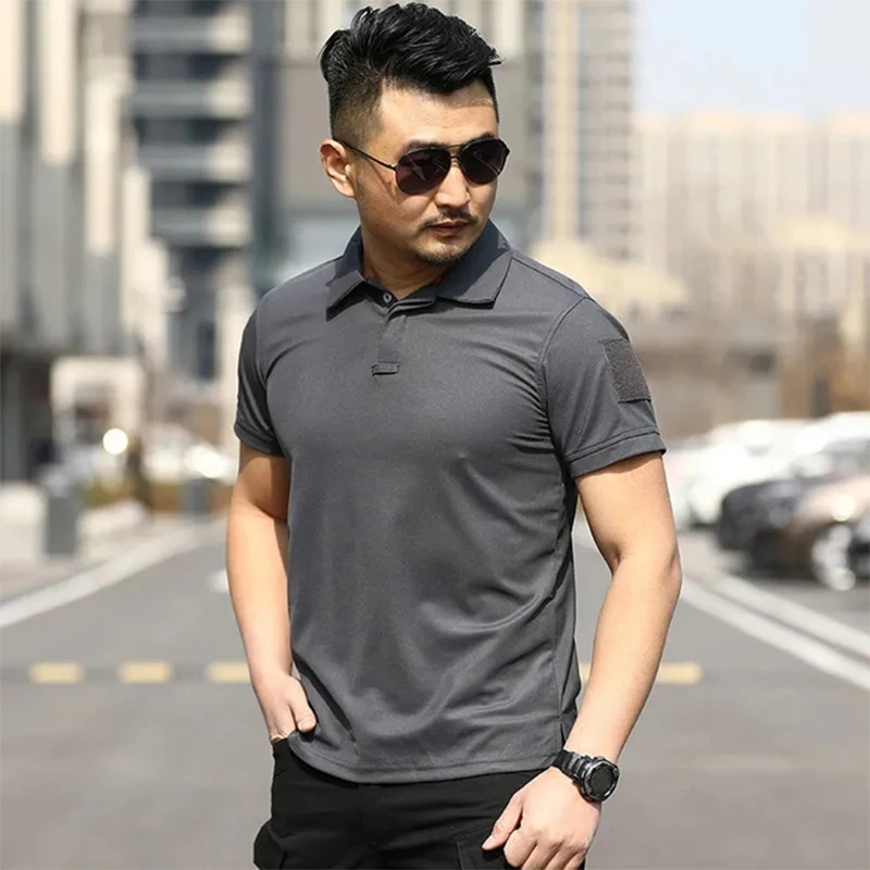 Tactical Shirt Short Sleeve Men's Polo T shirt Summer Outdoor Sports Fast Dry Breathable Military Army Combat Causal Tops