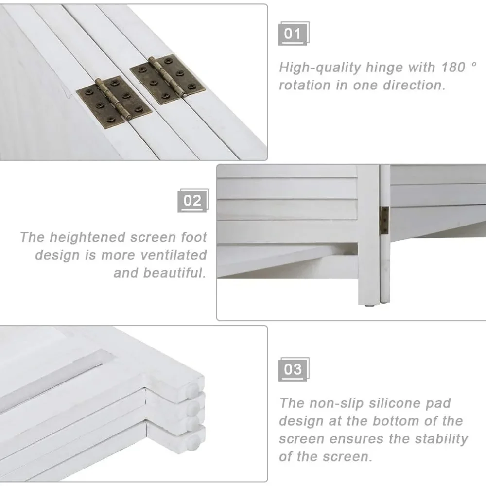 Room Divider Folding Privacy Wooden Screen with Clever Shelf Portable Partition