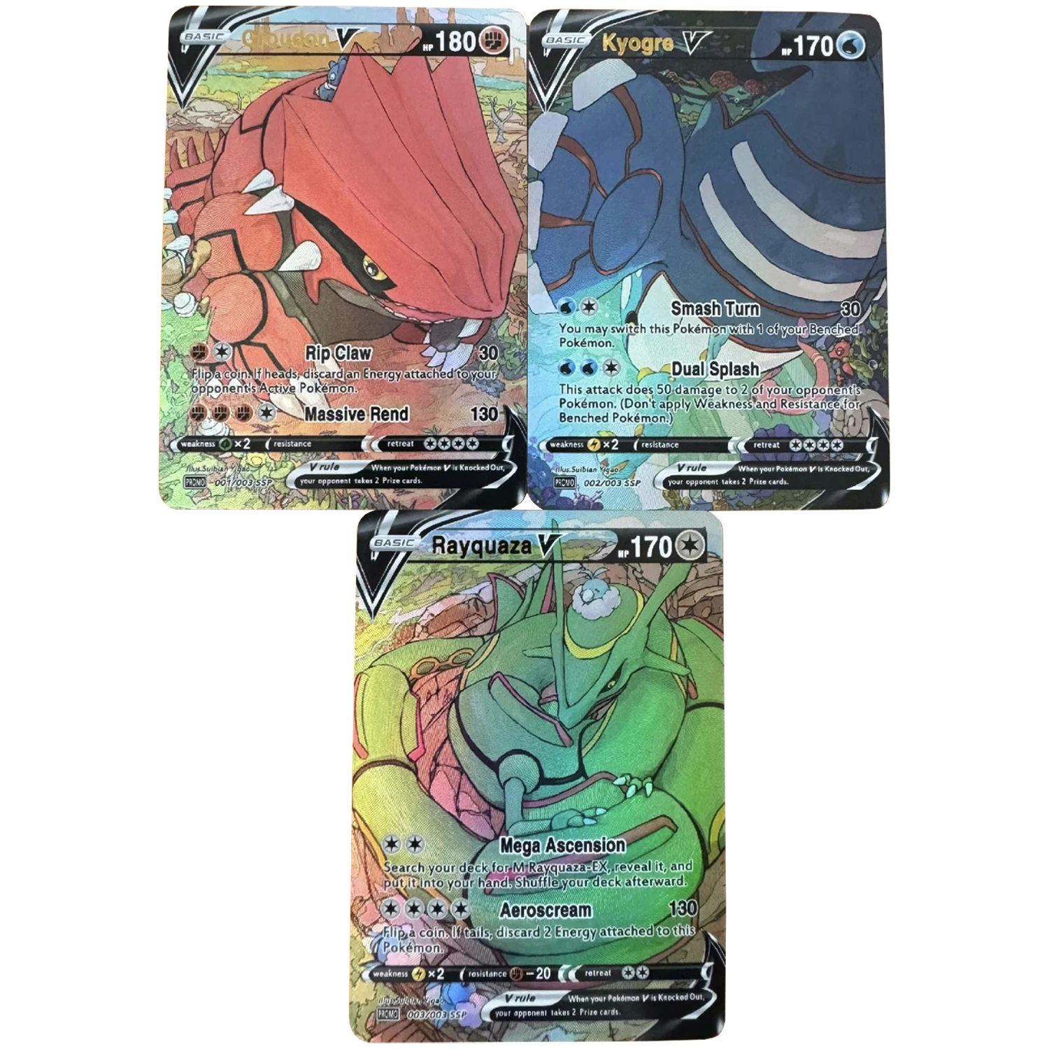 Diy Self Made PTCG Rayquaza Groudon Kyogre Refraction Color Flash Card 3Pcs/set Classic Game Anime Collection Cards Gift Toy