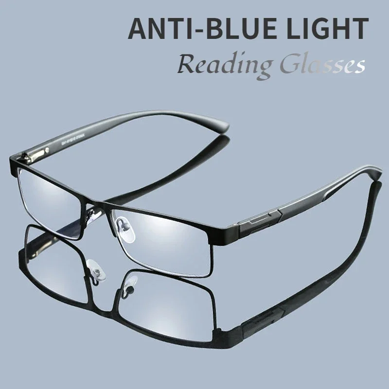 

Metal Frame Men Reading Glasses Vintage Business Hyperopia Eye Protection Ultra Light Eyeglasses Male Eyeglasses Diopter +4.0