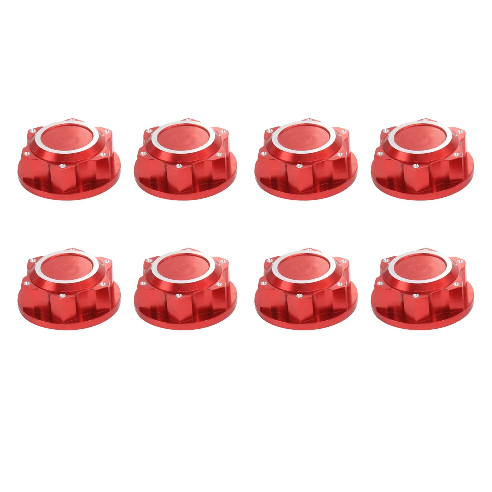 BAAU 8Pcs Aluminum 24mm Hex Wheel Nuts Wheel Hub Cover Dustproof Anti-Skid for Arrma 1/5 KRATON 8S OUTCAST 8S RC Car,Red