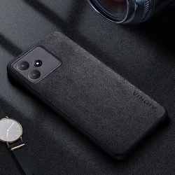 Premium Luxury Leather Phone Case - Retro Business Style Solid Color Cover for Poco M3 (Black)