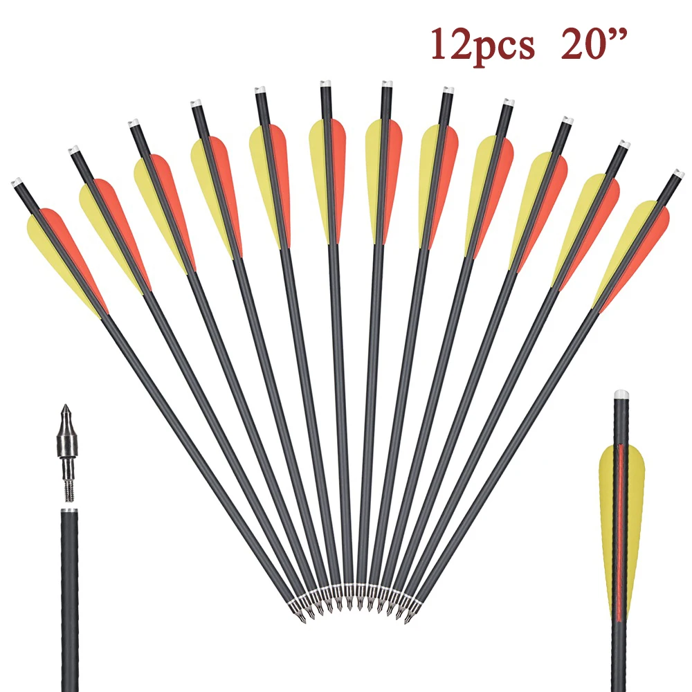 12-Pack 20 Carbon Arrows with 125-Grain Removable Tips