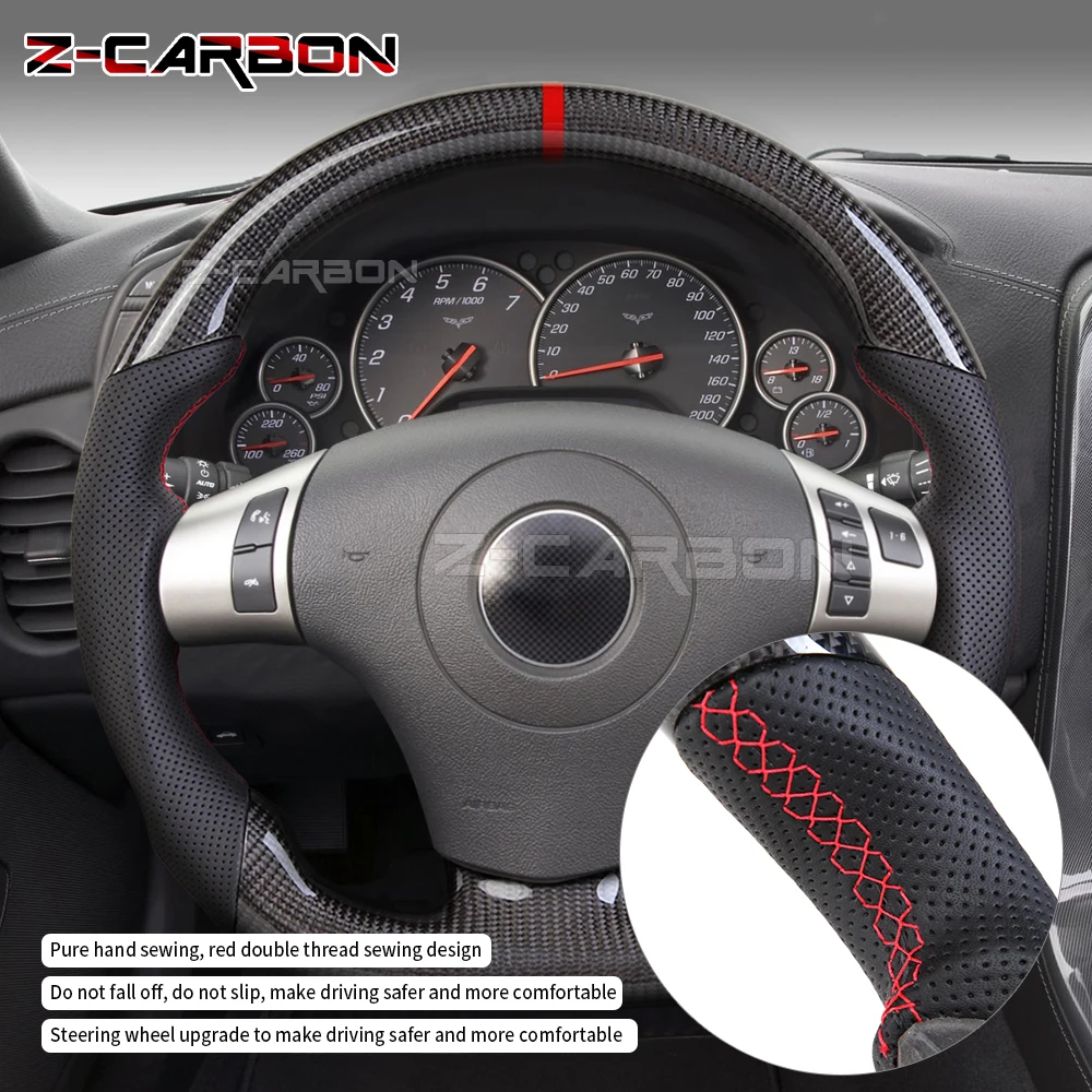 

Real Carbon Fiber Steering Wheel For Chevrolet Corvette C6 2009 2010 2011 2012 2013 Leather Sport Wheel