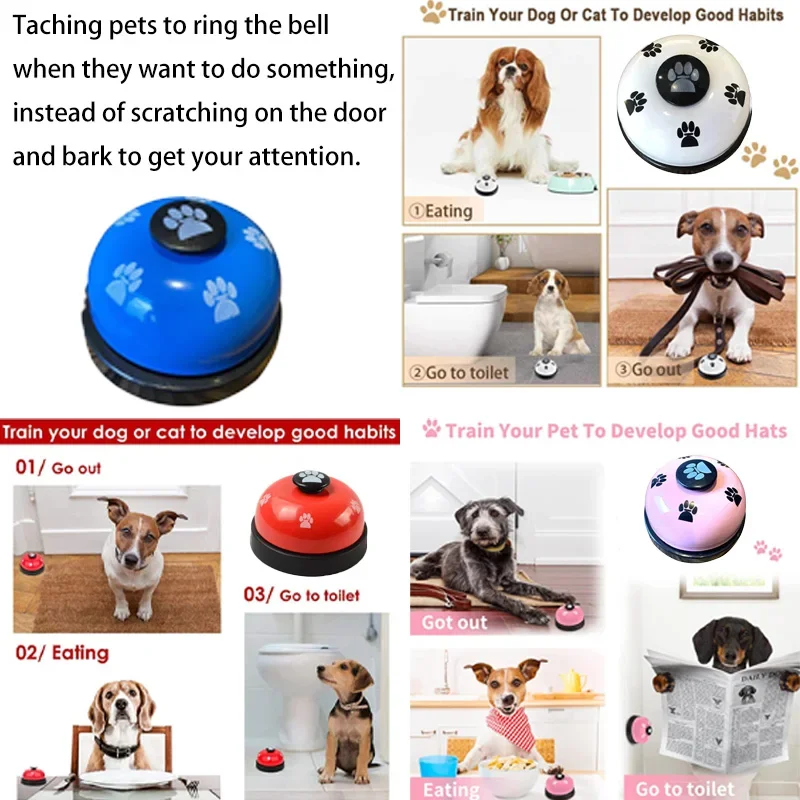 Pet Training Bell Food Reminder Feeding Bell Training Interactive Toys Improve Pet Intelligence Button Speaker Pet Toys Bell For 3