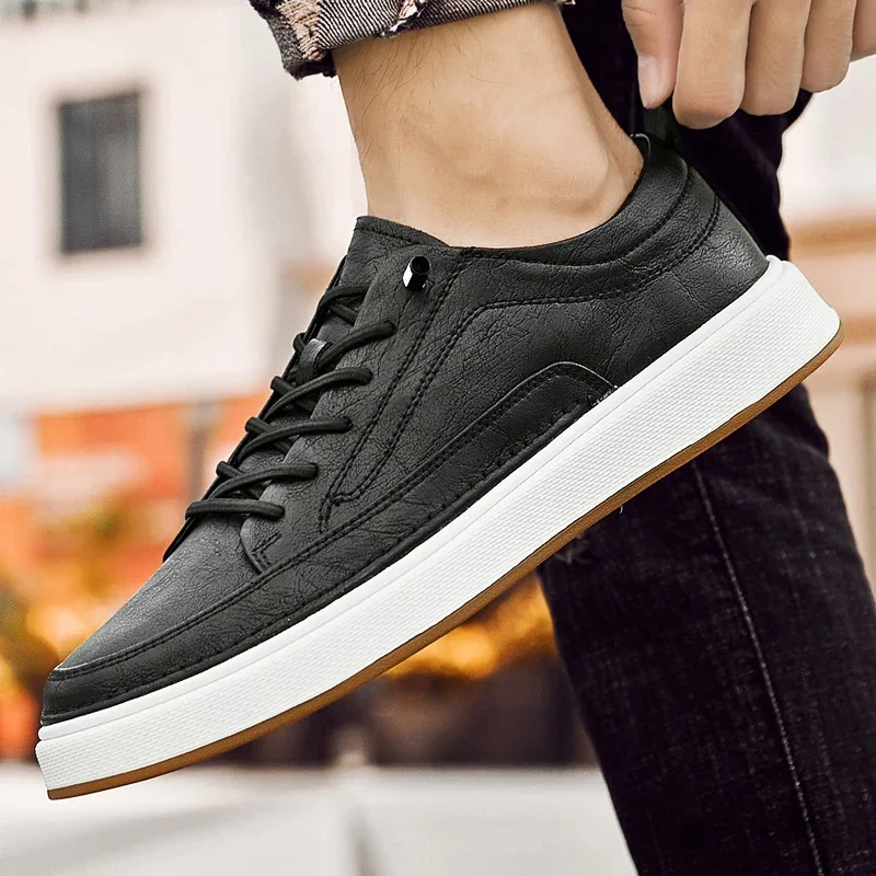 Men Genuine Leather Muller Shoes Casual Leather Outdoor Shoes Walking 2024 Trend Platform Antiskid Comfortable Vulcanized Shoes 3