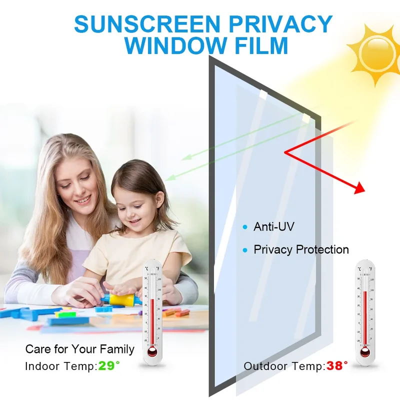 2/3/5M One Way Mirror Window Film Vinyl Self-adhesive