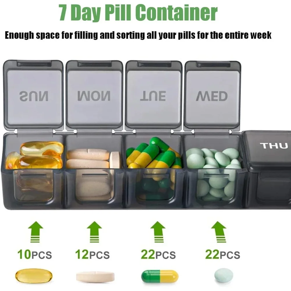 Deluxe Oversize Weekly Pill Organizer & Travel Container