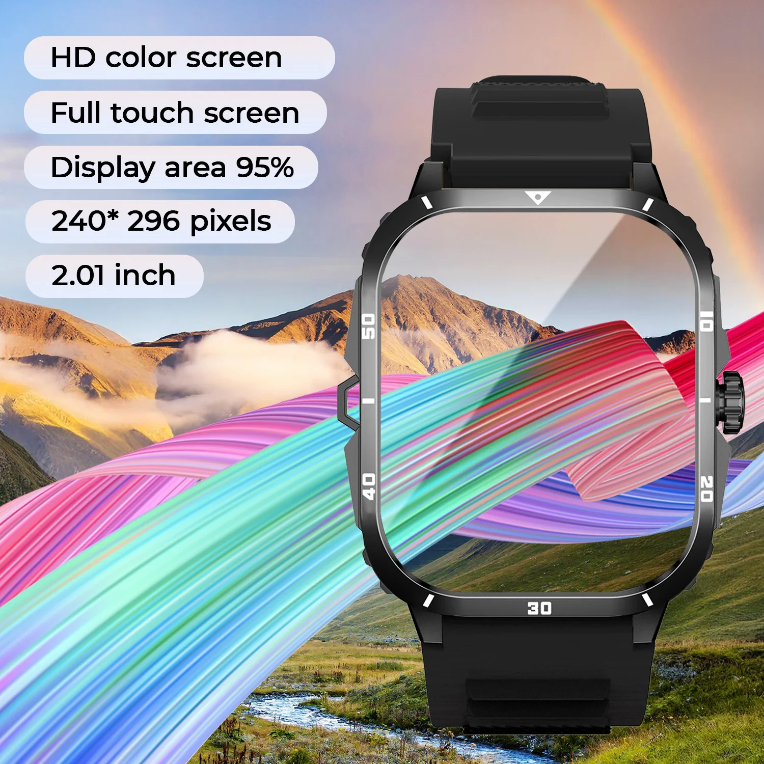 2025 Men Outdoor Sports Smart Watch 2.01''Screen Voice Assistant Blood Oxygen Bluetooth Call Multi Sports Modes Smartwatch Women 5
