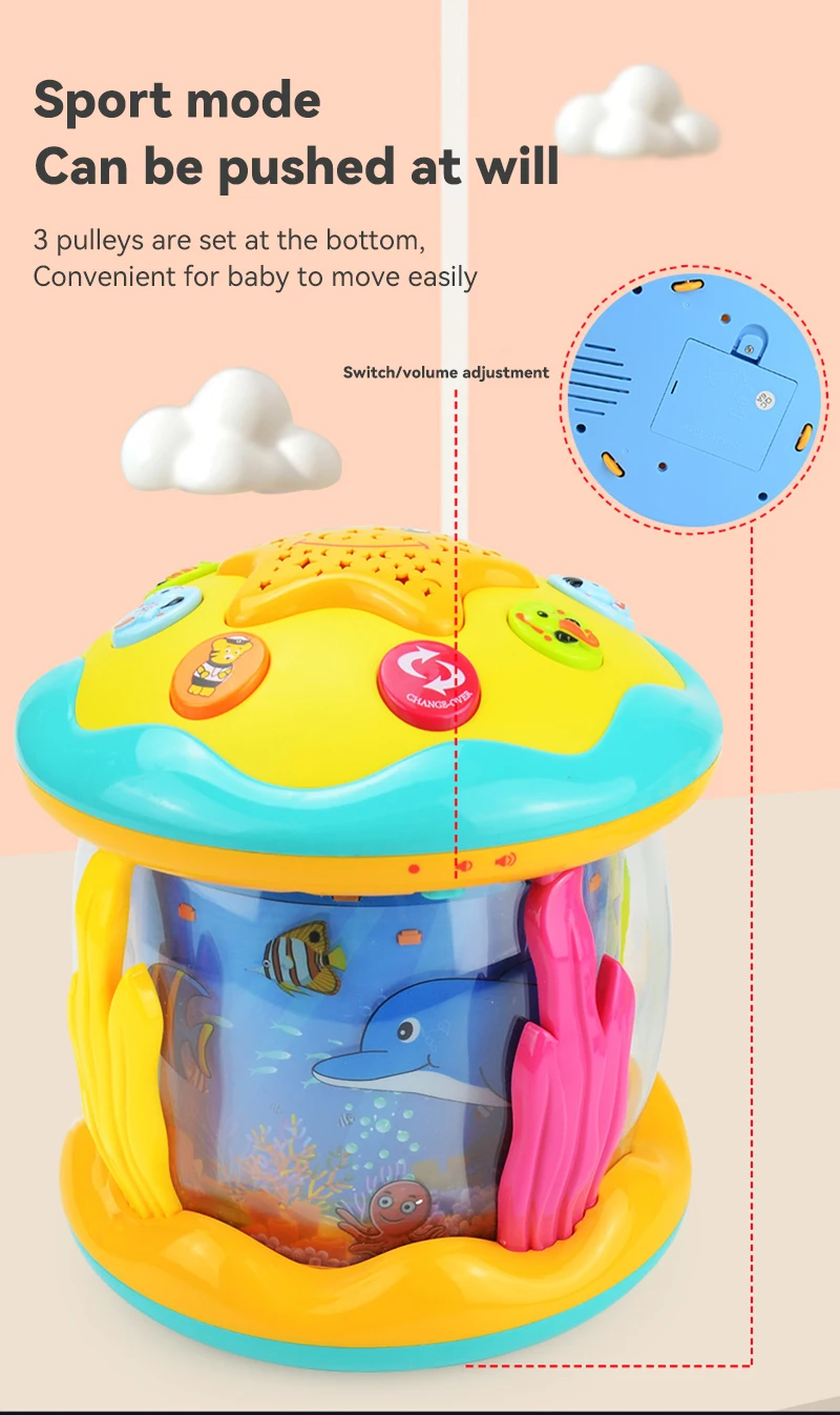 Juguete Musical Montessori para bebés, proyector giratorio del océano, juguete  educativo temprano con luz Musical, 6/12 meses - AliExpress