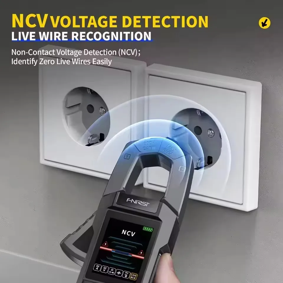 FNIRSI 디지털 멀티미터, 10000 카운트의 DC/AC 클램프 미터, 600A 전류 클램프 테스터 NCV 전기 도구 DMC-100