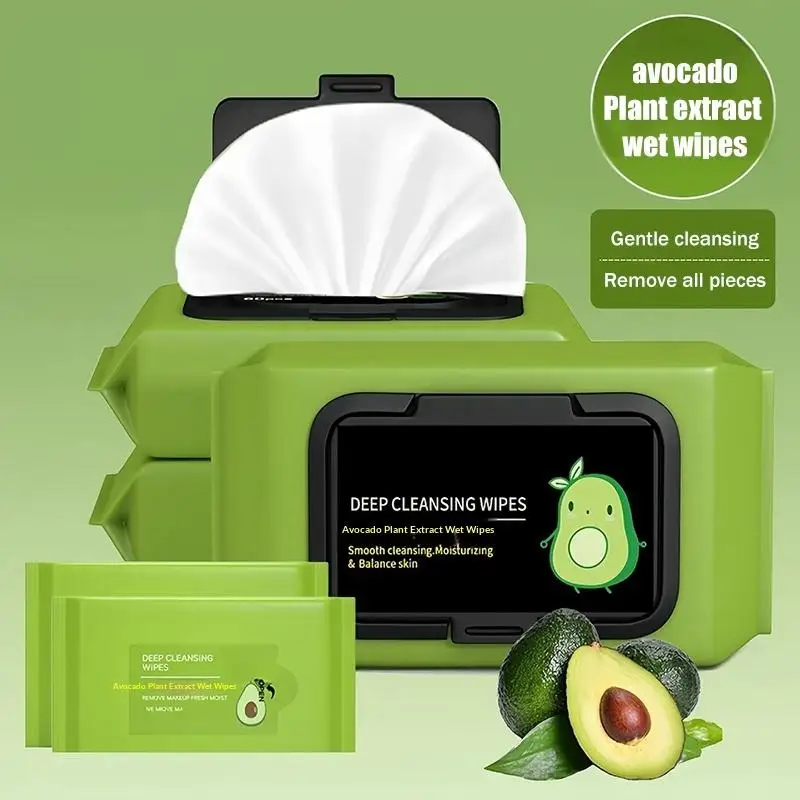 Avocado Scented Makeup Remover Wipes Deep Cleansing Facial Skin Gently Remove Makeup Hypoallergenic Moisturizing Travel-Friendly S47465531e5e54ed391ed4441599baf82J